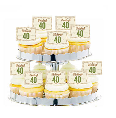 24ct Vintage Celebrate 40 Cupcake Decoration Topper Picks