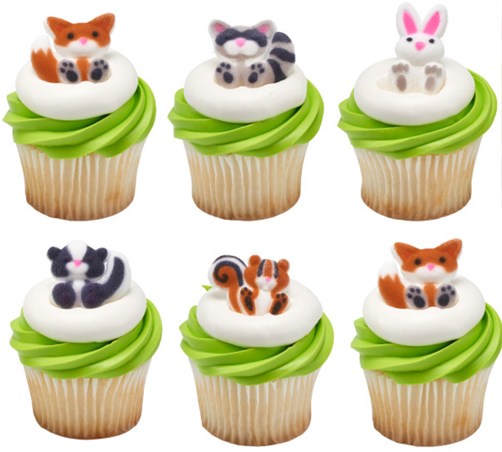 Woodland Animals Dessert Sugar Decorations For Cakes Cupcakes Cookies Donuts and More - 12ct