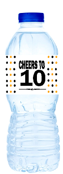 10th Birthday - Anniversary Party Decoration Water Bottle Labels
