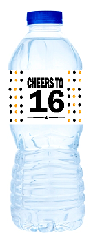 16th Birthday - Anniversary Party Decoration Water Bottle Labels