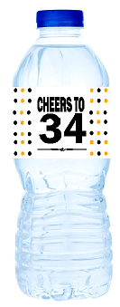 34th Birthday - Anniversary Party Decoration Water Bottle Labels