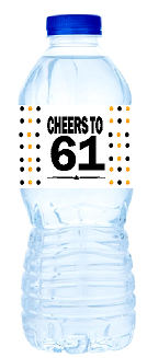 61st Birthday - Anniversary Party Decoration Water Bottle Labels