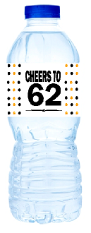 62nd Birthday - Anniversary Party Decoration Water Bottle Labels