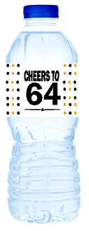 64th Birthday - Anniversary Party Decoration Water Bottle Labels