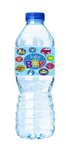 Baby Boy Car,Train,Superhero-Personalized Water Bottle Labels-12pack