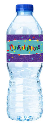 Congratulations!Teal&Purple-Personalized Water Bottle Labels-12pack