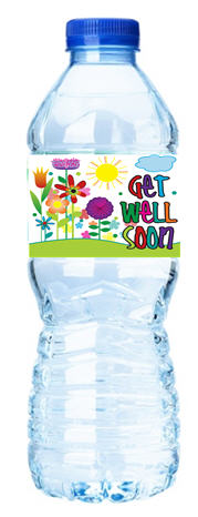 Get Well Soon-Floral-Personalized Water Bottle Labels-12pack