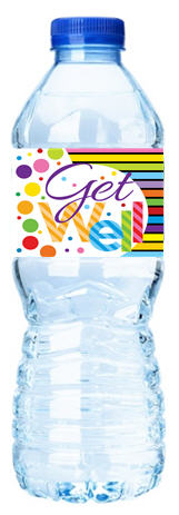 Get Well-Stripes&Polka Dots-Personalized Water Bottle Labels-12pack