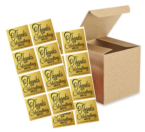 3 x 3 x 3 Kraft Brown  Wedding Gift Candy Party Favor Boxes w. Sticker Seals 12pk New