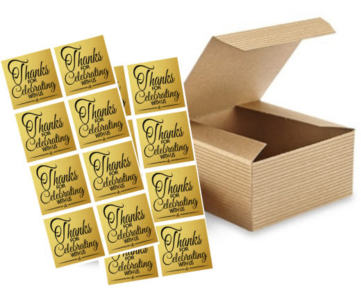 4 x 4 x 2" Kraft Brown  Wedding Gift Candy & Party Favor Boxes w. Sticker Seals -24pack