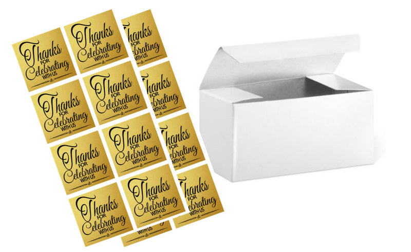 4 x 2 x 2" White  Wedding Gift Candy & Party Favor Boxes w. Sticker Seals -24pack