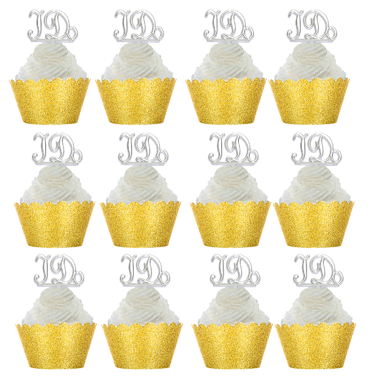 Gold and Silver Cupcake Toppers