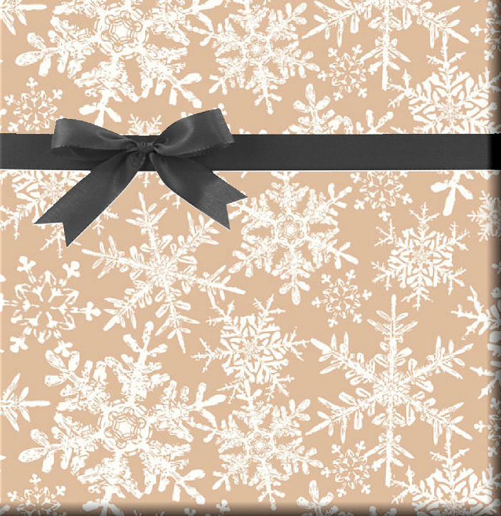 Tan and White Snowflakes Gift Wrapping Paper 15ft