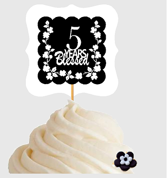 5th Birthday - Anniversary Blessed Cupcake Decoration Toppers  Picks -12ct