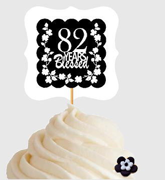 82nd Birthday - Anniversary Blessed Cupcake Decoration Toppers  Picks -12ct
