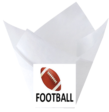Football White Tulip Baking Cup Liners - 12pack