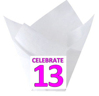 Celebrate 13 White Tulip Baking Cup Liners - 12pack