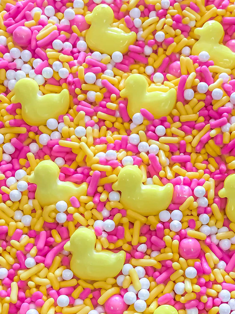 Quack Quack Duck Pink Cupcake Cake Decoration Confetti Sprinkles Cake Cookie Icecream Donut Jimmies Quins 6oz
