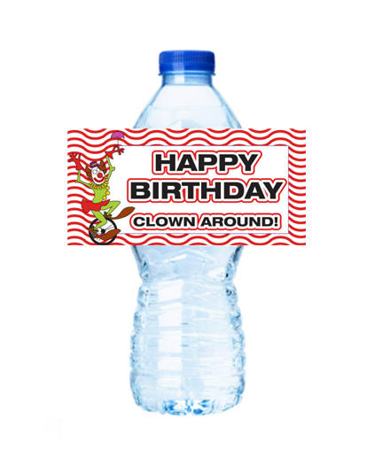 Happy Birthday Clown Around! Personalized Party Decoration Water Bottle Label Stickers