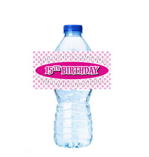 Quinceanera 15th Birthday Personalized Party Decoration Water Bottle Label Stickers