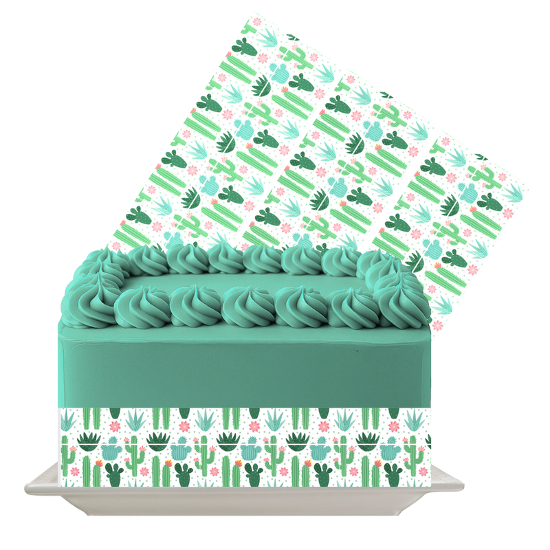 Cactus Edible Cake Wrap | Desert Theme Icing Sheet | Cute Succulent Cake