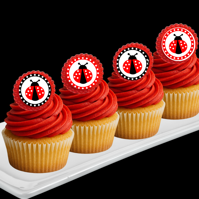 Lady Bug Easy Toppers Cupcake Decoration Rings -12pk