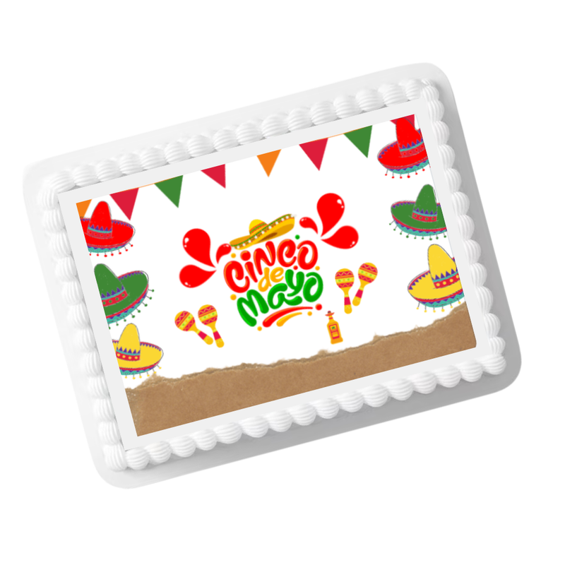 Cinco de Mayo Fiesta Edible Cake Topper – 8x10 Frosting Sheet | Mexican Party Cake Decoration