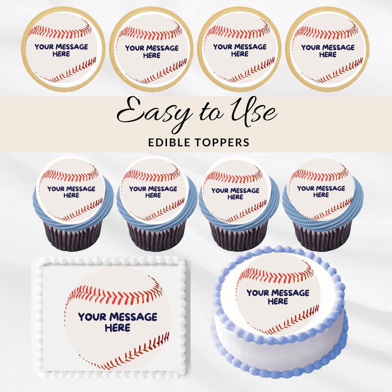 Baseball Add Your Message  Edible Photo Image Cake Decoration