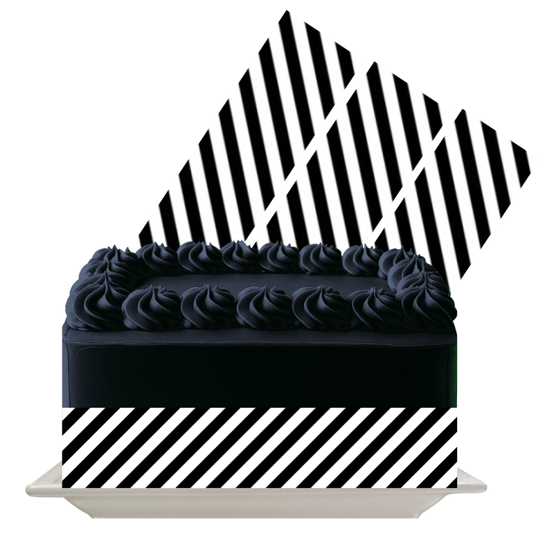 Vertical Black Stripes Edible Cake Wrap | Bold Stripe Icing Sheet | Modern & Minimal Cake Decoration