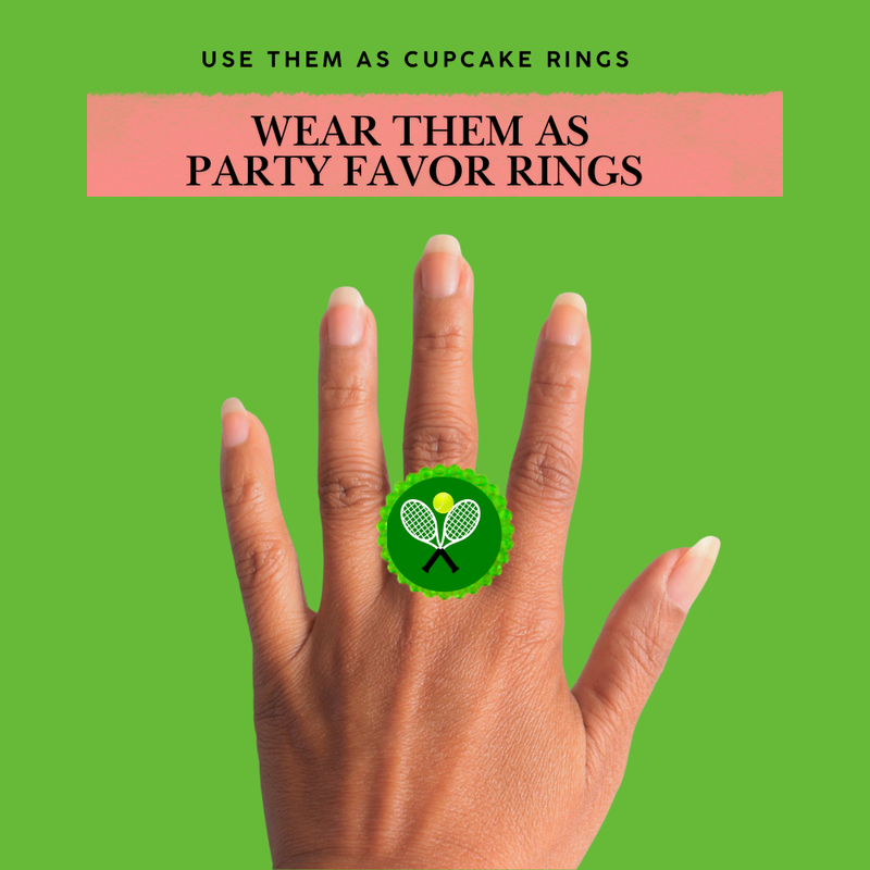 Tennis Easy Toppers Cupcake Decoration Rings -12pk Toppers