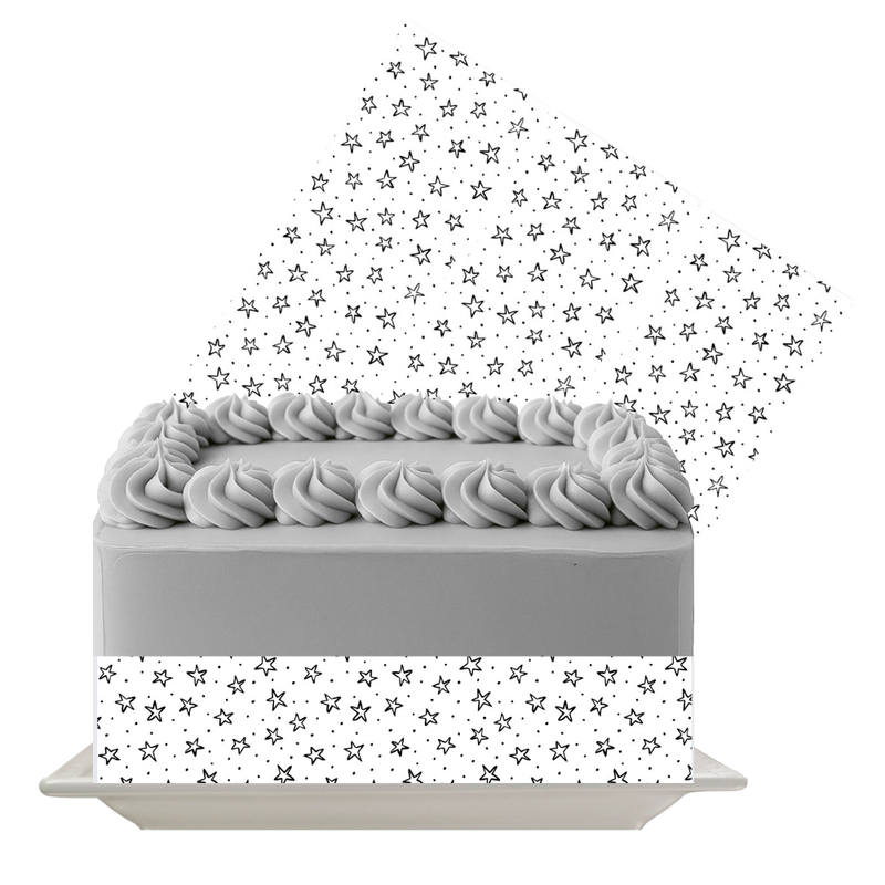 White Stars Edible Cake Wrap | Star Pattern Icing Sheet | Space, Birthday & Celebration Cake Decoration