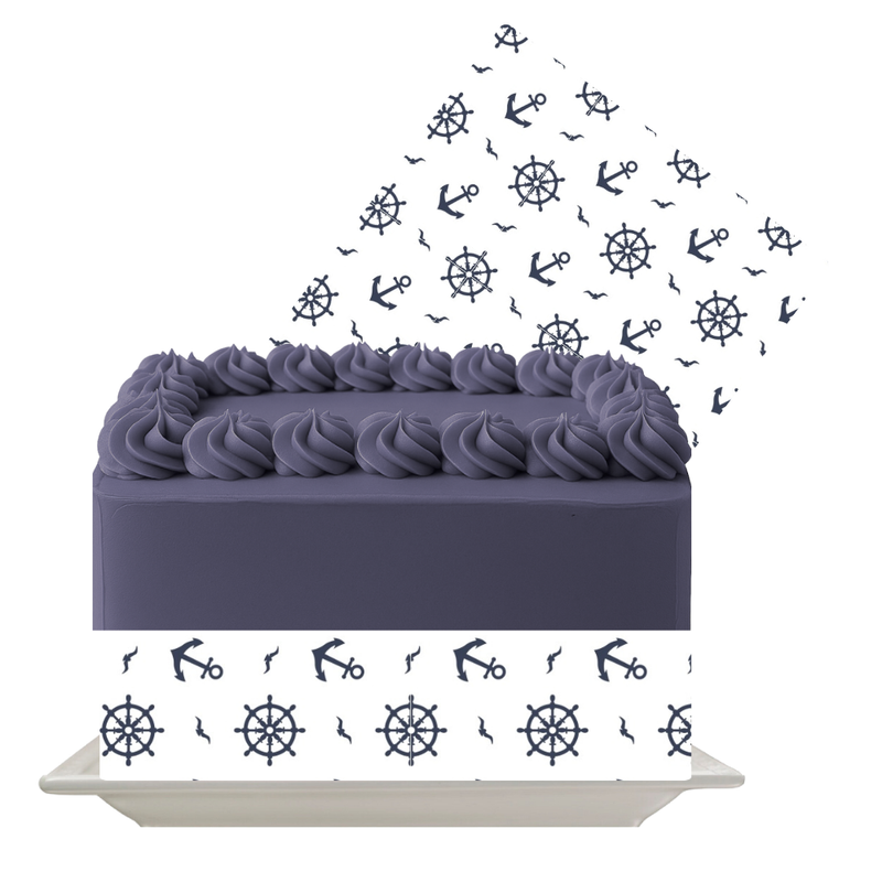 Sailor Edible Cake Wrap | Nautical Icing Sheet | Anchor & Sea Theme Cake Decor