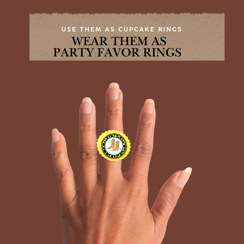 Western CowBoy Easy Toppers Cupcake Decoration Rings -12pk