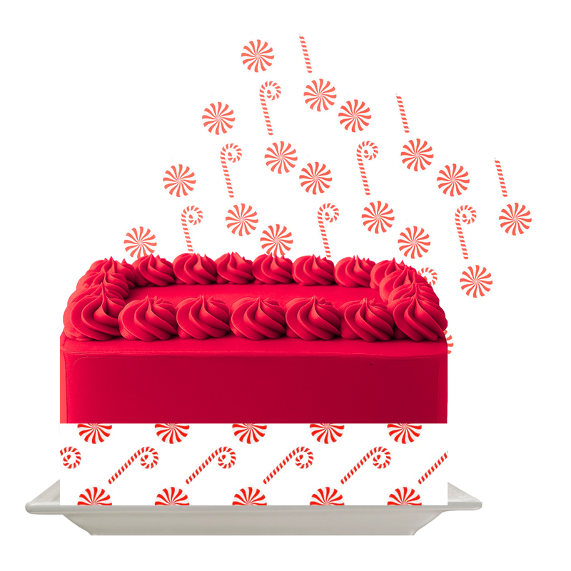 Candy Cane Pattern Edible Cake Wrap | Christmas Icing Sheet | Holiday Stripe Cake Decoration
