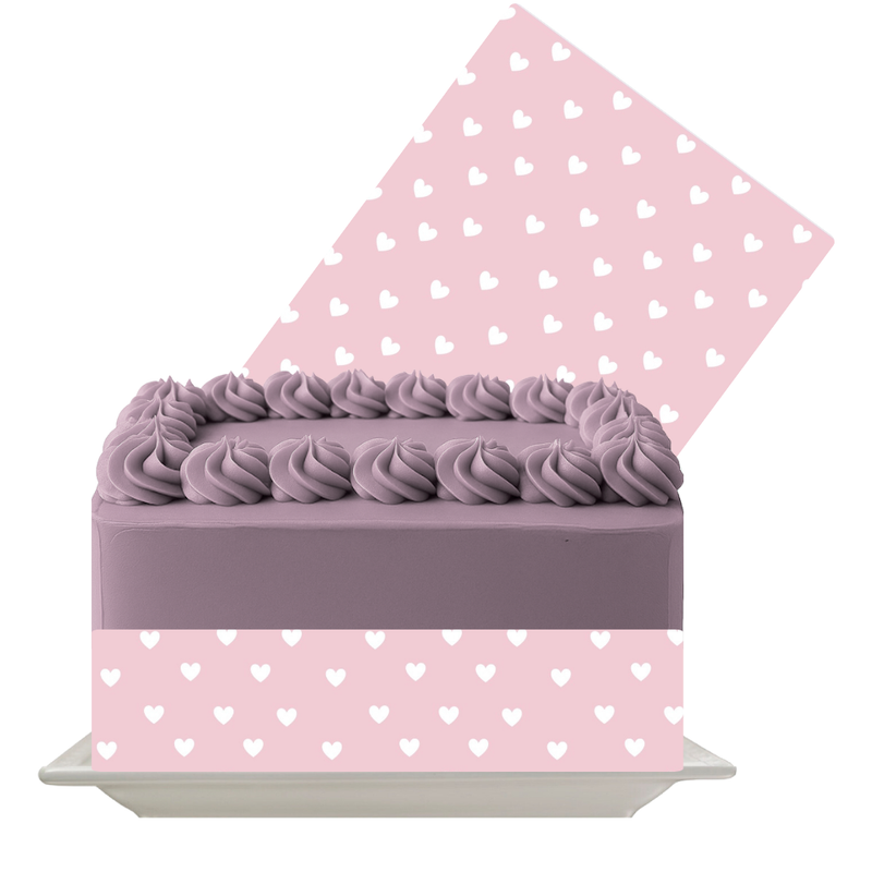White Heart Edible Cake Wrap | Heart Pattern Icing Sheet | Love, Wedding & Valentine Cake Decoration