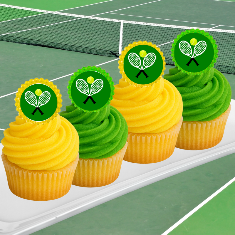 Tennis Easy Toppers Cupcake Decoration Rings -12pk Toppers