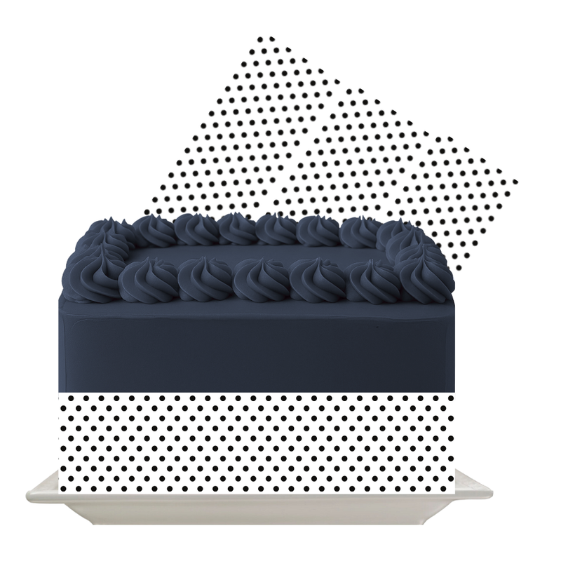 Black Dots Edible Cake Wrap | Polka Dot Icing Sheet | Minimalist Cake Decoration