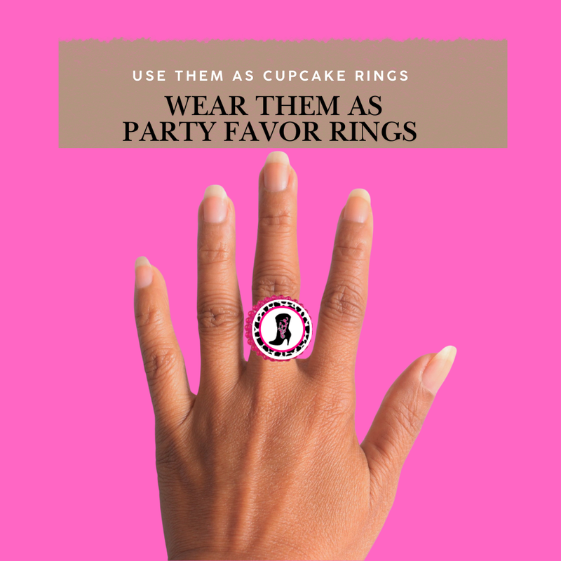 Western CowGirl Easy Toppers Cupcake Decoration Rings -12pk