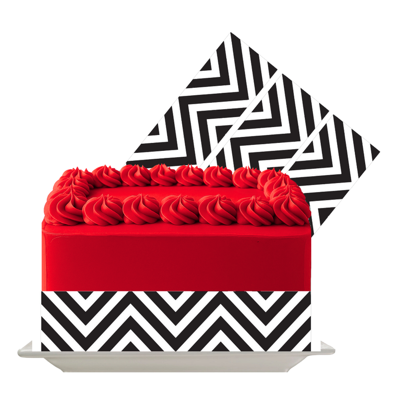 Black Zigzag Stripes Edible Cake Wrap | Chevron Icing Sheet | Modern Cake Decor