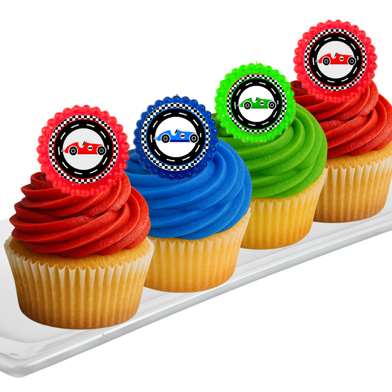 Race Car Easy Toppers Cupcake Decoration Rings -12pk
