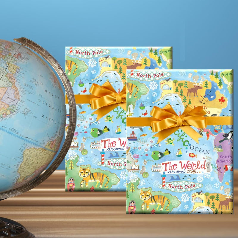 Voyages World Traveler Sea Train Aeroplane Gift Wrap Wrapping Paper