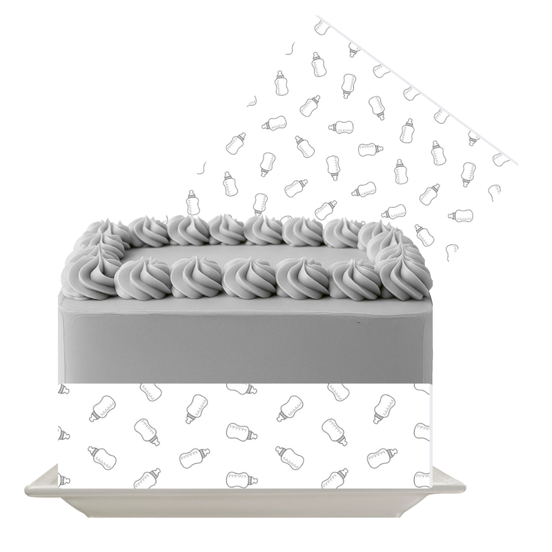 Baby Bottle Edible Cake Wrap | Baby Shower Icing Sheet | Newborn Celebration Cake Decoration
