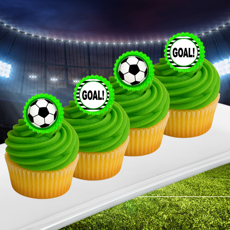 Soccer Goal Easy Toppers Cupcake Decoration Rings -12pk