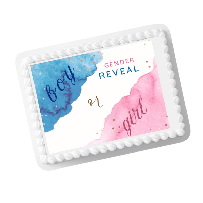 Gender Reveal Boy or Girl Edible Cake Topper – 8x10 Frosting Sheet | Baby Shower Reveal Decoration