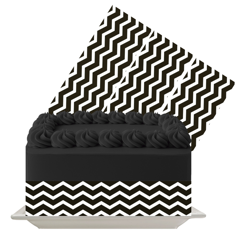 White Zigzag Edible Cake Wrap | Chevron Pattern Icing Sheet | Modern Cake Decoration