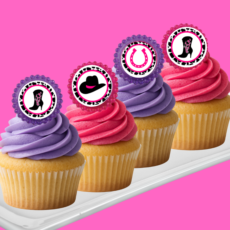Western CowGirl Easy Toppers Cupcake Decoration Rings -12pk