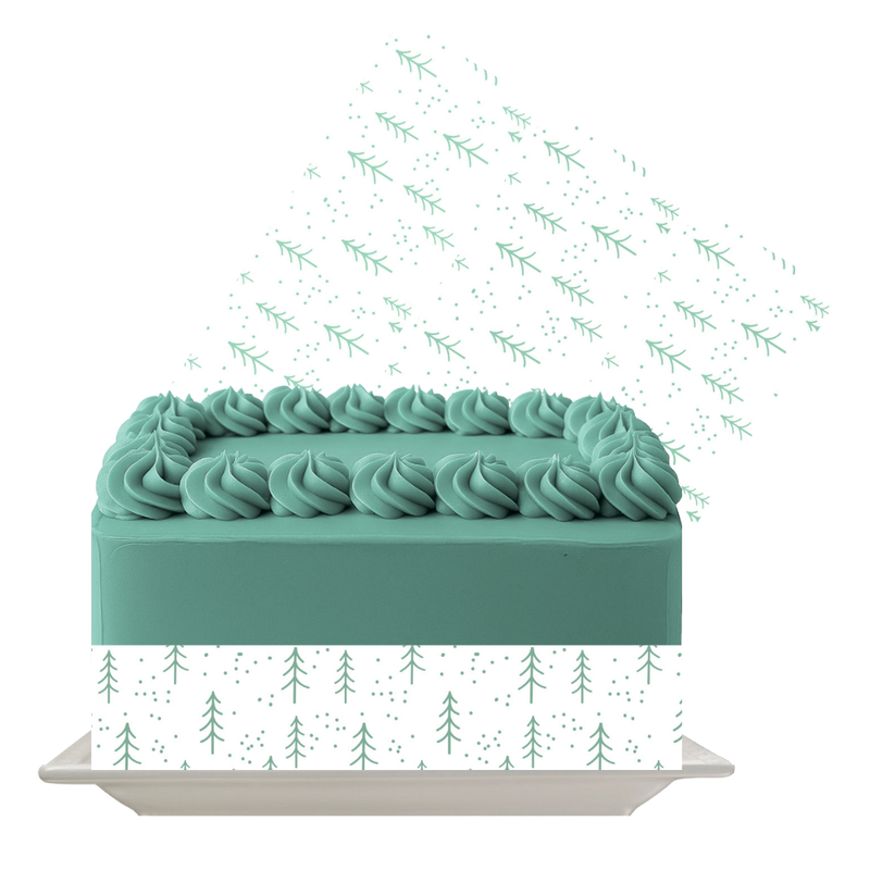 Green Woods Edible Cake Wrap | Forest Theme Icing Sheet | Woodland Cake Decoration