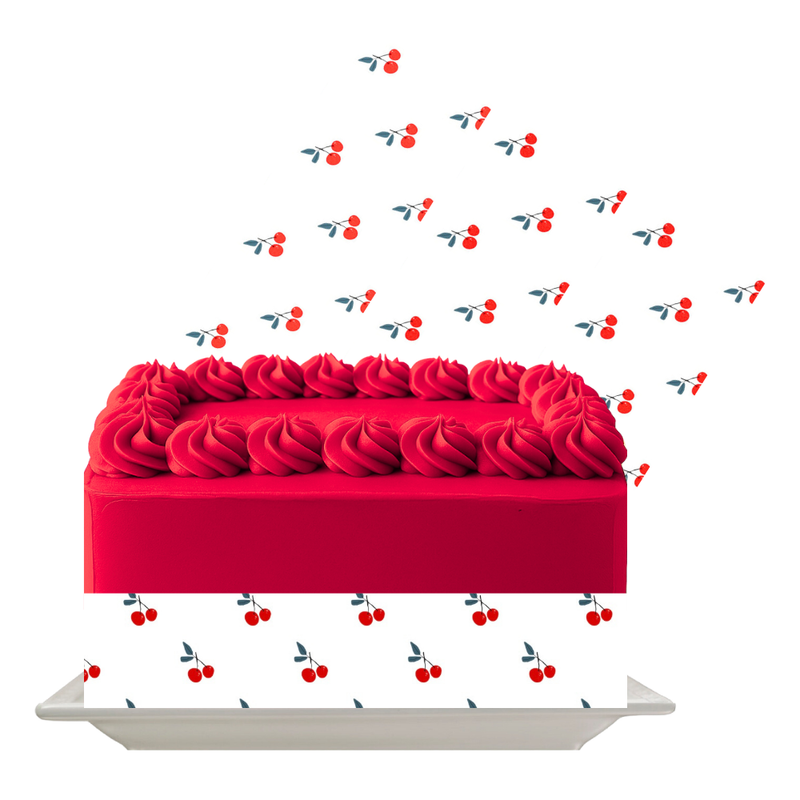 Red Cherry Edible Cake Wrap | Fruit Theme Icing Sheet | Cute Dessert Decoration