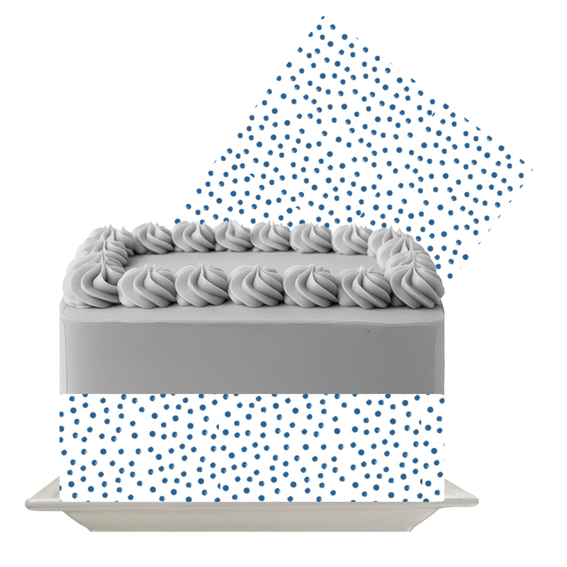 Blue Tiny Polka Dot Edible Cake Wrap | Mini Dot Icing Sheet | Baby Shower & Gentle Birthday Decoration