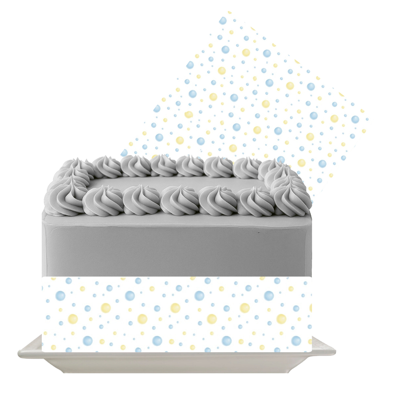 Blue and Yellow Bubble Edible Cake Wrap | Fun Bubble Icing Sheet